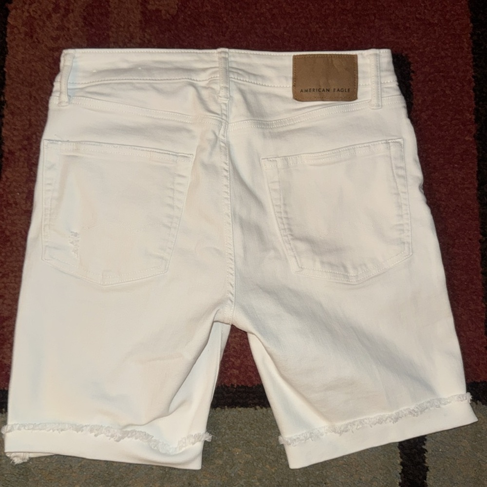 Mens American Eagle AirFlex+ Denim White Jean Shorts Distressed Cuffed - Picture 3 of 5